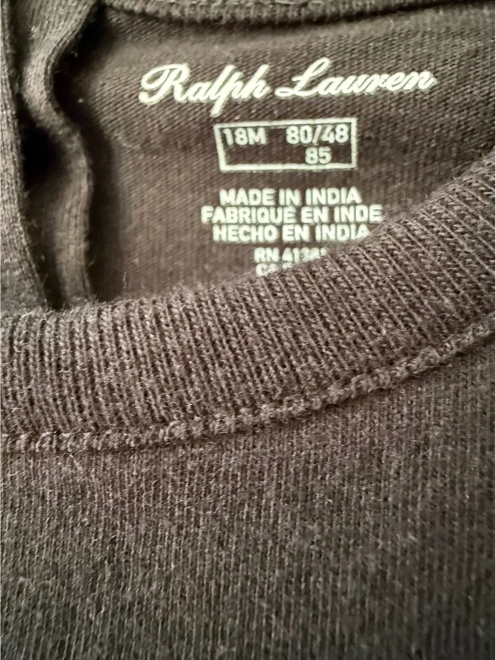 Ralph Lauren Toddler Girl Black Long Sleeve Polo Peplum Top 18M